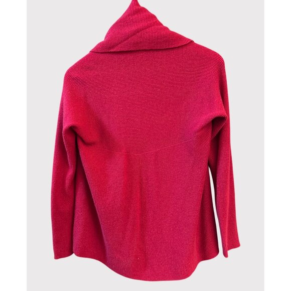 Neiman Marcus Cashmere Red Waterfall Open Front Cardigan Small Luxury Knit Small - Picture 3 of 3